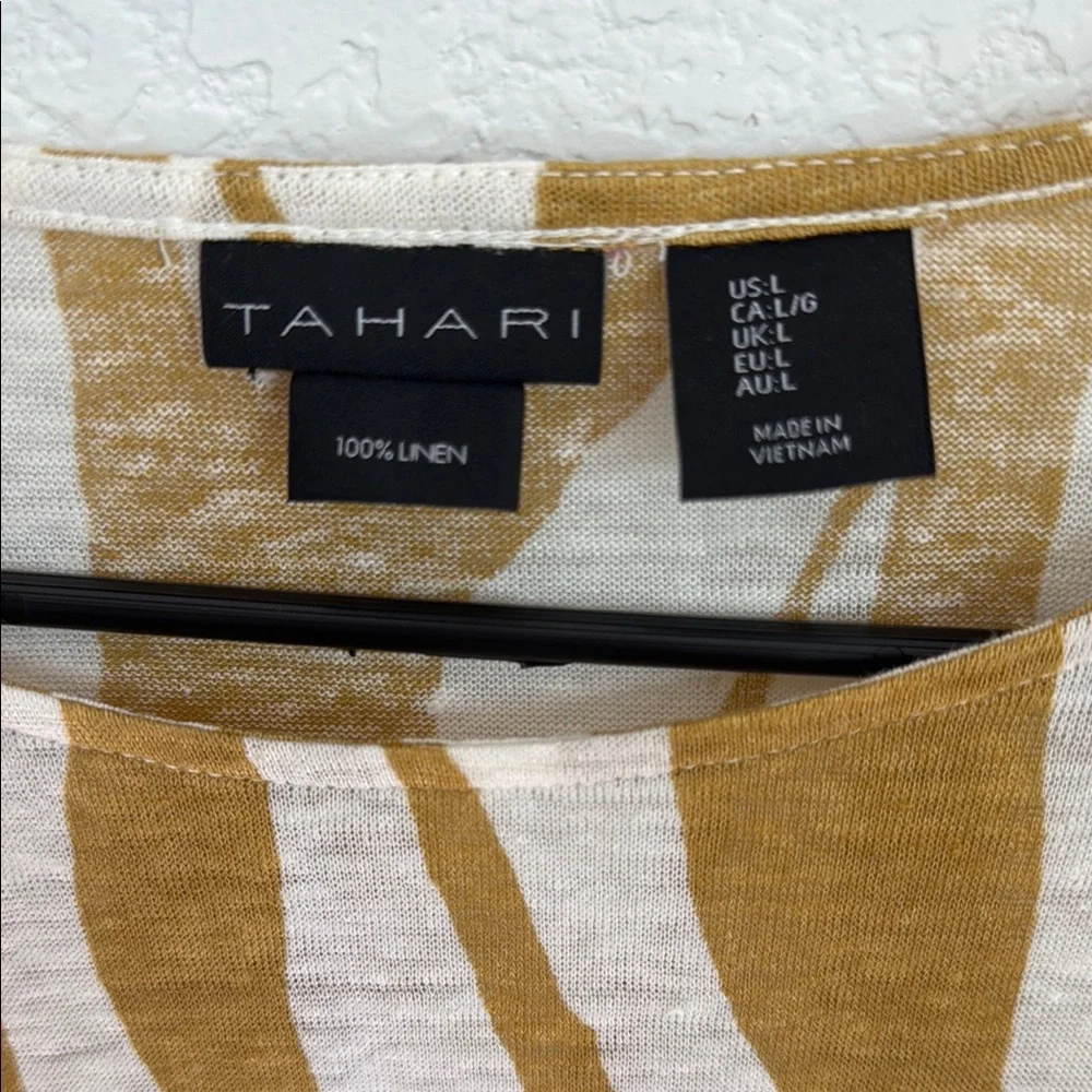 TAHARI Striped Gold and White Women's Top - Picture 2 of 6